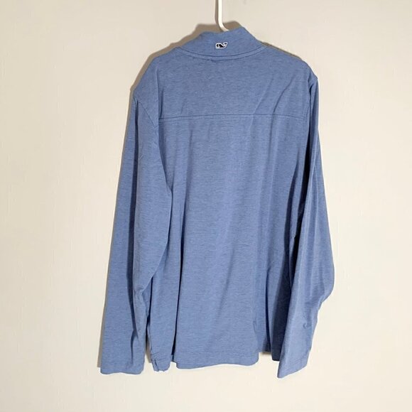 Vineyard Vines Edgartown blue long sleeve collared quarter zip pullover top - Picture 5 of 9